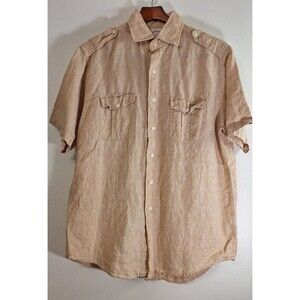 BROOKS BROTHERS 346 100% Linen Button Up Shirt Men's Sz‎ Med. Camp Travel Casual